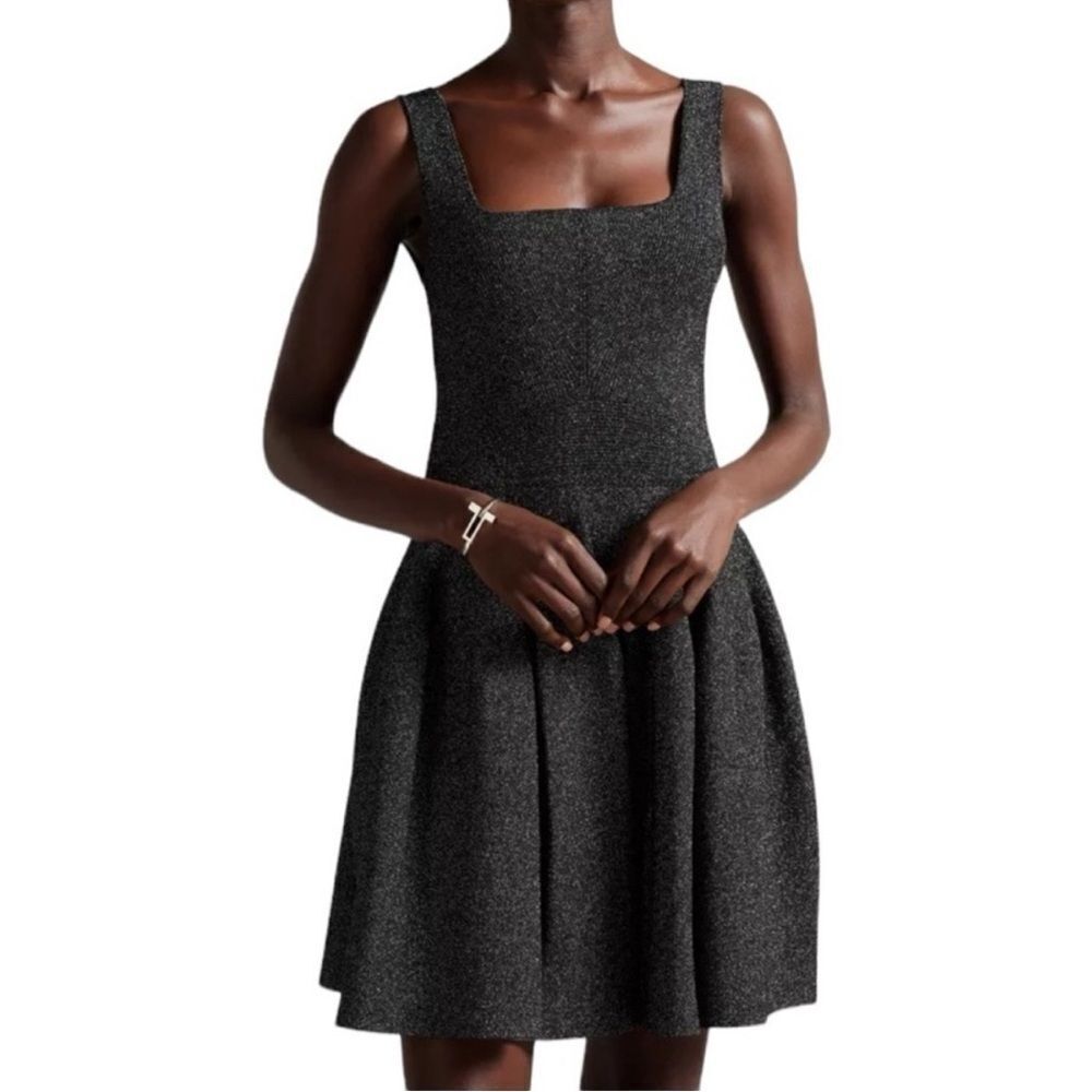 Ted Baker Glitzia Metallic Skater Dress Black